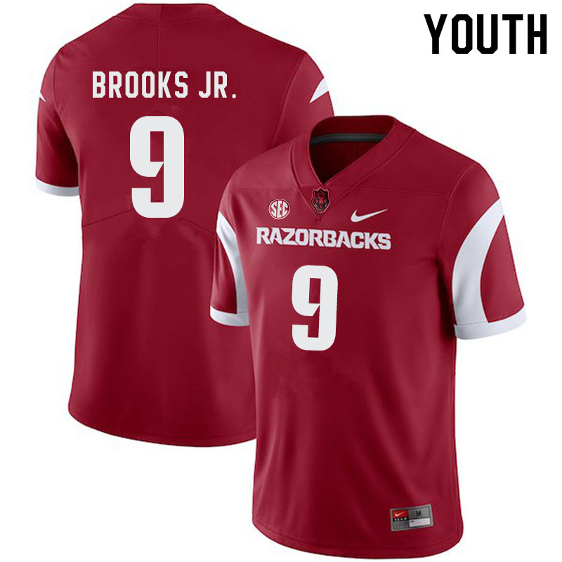 Youth #9 Greg Brooks Jr. Arkansas Razorbacks College Football Jerseys-Cardinal